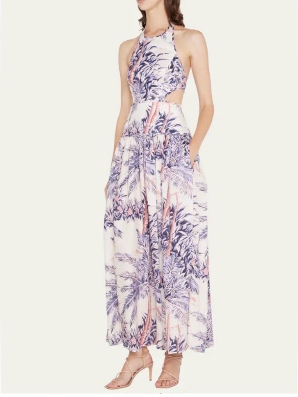 Zimmermann Circa-Halter Cut out Maxi Dress with Lavender Accents